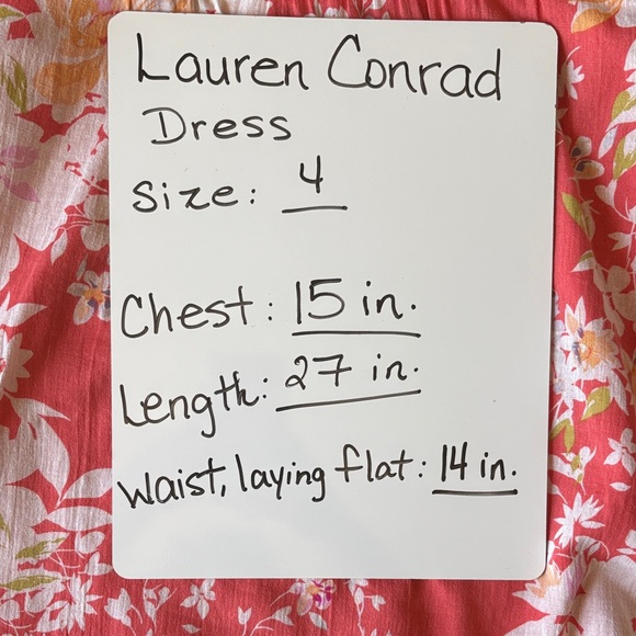 LC Lauren Conrad Floral Sundress Size 4 Coral Pink Spaghetti Strap Garden Party - Picture 6 of 16